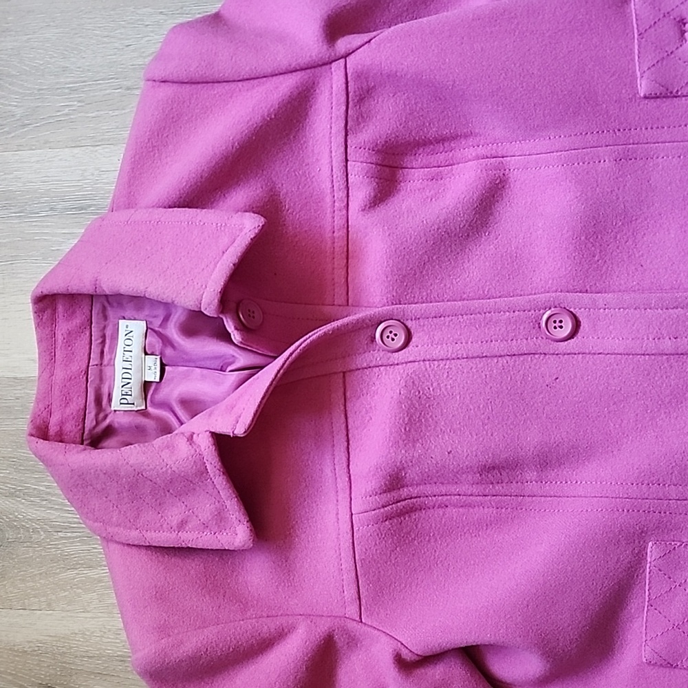 Pendleton Womens 100% Merino Wool  Pink Button Down Hip Length Peacoat Sz Medium - Picture 9 of 15